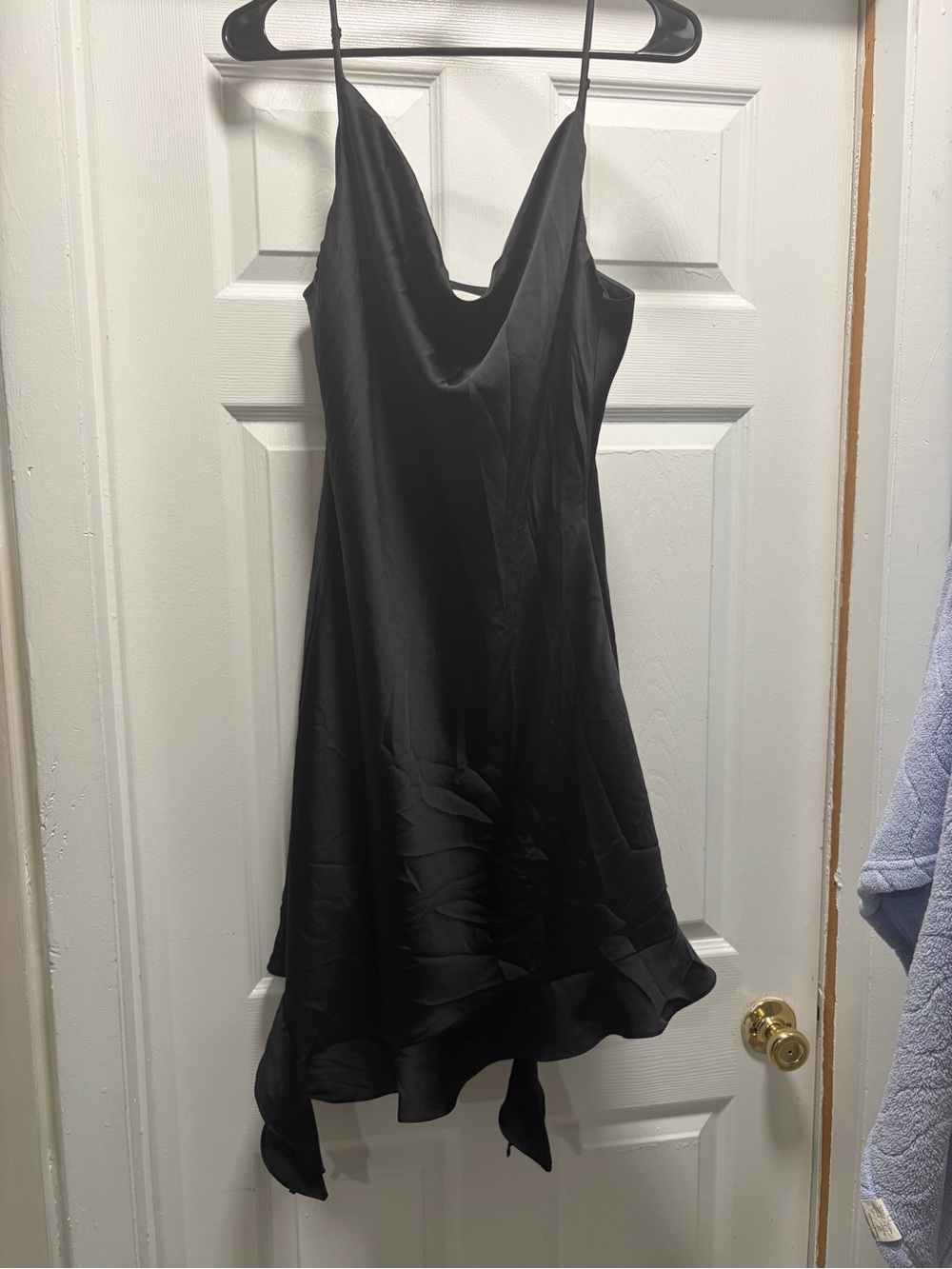 Wilfred Aritzia Black Satin Cowl-Neck Slip Dress